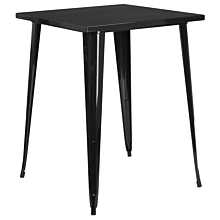 Flash Furniture CH-51040-40-BK-GG 31-1/2" Black Metal Indoor / Outdoor Square Bar Height Table