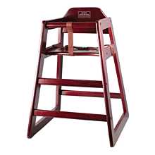 Winco CHH-103 Mahogany Finish Wood High Chair with Waist Strap