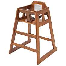 Winco CHH-104A Walnut Finish Wood High Chair with Waist Strap