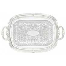 Winco CMT-1912 Oblong Chrome-Plated Serving Tray with Integrated Handle