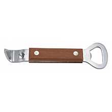 Winco CO-303 7" Wood-Handled Bottle Opener with Can Punch