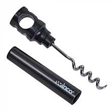 Winco CO-4DK 2 Piece Corkscrew with Black Plastic Handle