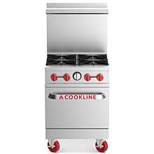 Cookline CR24-4-NG 24" Natural Gas 4 Burner Commercial Range with Oven - 151,000 BTU