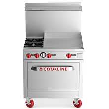 Cookline CR36-24G-LP 36" Liquid Propane 2 Burner Range with 24" Right Side Griddle and Standard Oven - commercial range, stainless steel