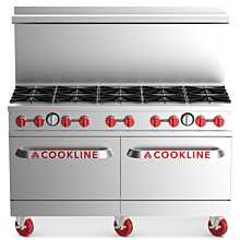 Cookline CR60-10-LP Liquid Propane 60" Commercial Range, 10 Burner, 2 Oven - 362,000 BTU