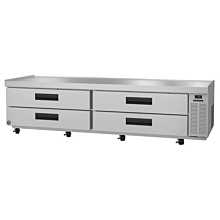 Hoshizaki CR98A 98" Steelheart Series Two-Section Refrigerated Low-Profile Chef Base Prep Table with 4 Stainless Drawers