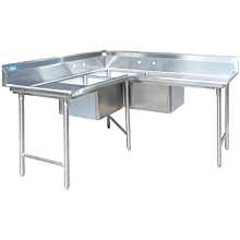 107" 3 Compartment Corner Sink with Both Side Drainboard
