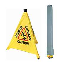 Winco CSF-SET 20" Pop-up Safety Cone Caution Sign with Storage Tube