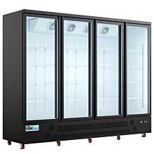 Coldline D4-B 98" Four Glass Door Merchandiser Freezer with LED Lighting, Black