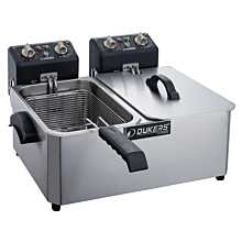 Dukers DCF10ED 23" Electric Double Fry Pot Countertop Fryer with Thermostatic Control 20 lb.
