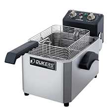 Dukers DCF15E 14" Electric Single Fry Pot Countertop Fryer with Thermostatic Control 15 lb.