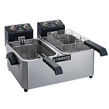 Dukers DCF7ED 21" Electric Double Fry Pot Countertop Fryer with Thermostatic Control 14 lb.
