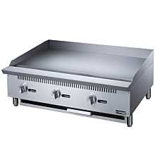 Dukers DCGM36 36" Gas Countertop Three Burner Heavy Duty Griddle with 3/4" Griddle Plate - 90,000 BTU