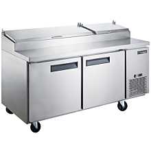 Dukers DPP70-9-S2 70" Commercial Two Door Pizza Prep Table Refrigerator - 9 Pans