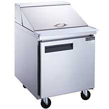 Dukers DSP29-12M-S1 29" One Door Mega Top Refrigerated Food Prep Table with Cutting Board and Food Pans