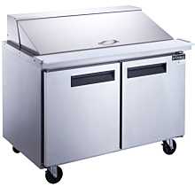 Dukers DSP48-18M-S2 48" Two Door Mega Top Refrigerated Food Prep Table with Cutting Board and Food Pans