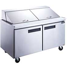 Dukers DSP60-24M-S2 60" Two Door Mega Top Refrigerated Food Prep Table with Cutting Board and Food Pans