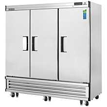 Everest EBF3 75" Three Section Solid Swing Door Bottom Mounted Upright Reach-In Freezer, 71 Cu. Ft.