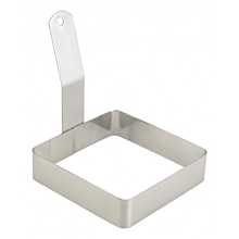 Winco EGRS-44 4" Square Stainless Steel Egg Ring with Handle