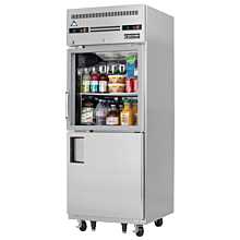 Everest EGSDH2 29" One Section Glass and Solid Swing Half-Door Top Mounted Upright Reach-In Dual Temperature Refrigerator/Freezer Combo, 11 Cu. Ft.