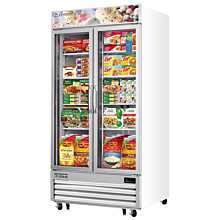 Everest EMGF36 41" White Two Section Swing Glass Door Bottom Mounted Merchandisers Freezers, 36 Cu. Ft.