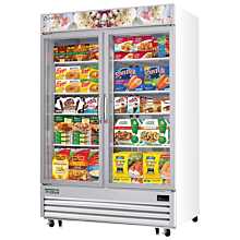 Everest EMGF48 55" White Two Section Swing Glass Door Bottom Mounted Merchandisers Freezers, 48 Cu. Ft.