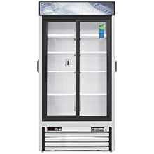 Everest EMGR33C 39" White Two Section Sliding Glass Door Bottom Mounted Merchandisers Refrigerator, 33 Cu. Ft.