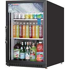 Everest EMGR5B 25" Black One Section Glass Swing Door Bottom Mounted Countertop Merchandisers Refrigerator, 5 Cu. Ft.