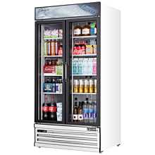 Everest EMSGR33 39" White Two Section Swing Glass Door Bottom Mounted Merchandisers Refrigerator, 36 Cu. Ft.