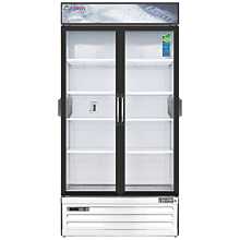 Everest EMSGR33C 39" White Two Section Swing Glass Door Bottom Mounted Merchandisers Refrigerator, 36 Cu. Ft.