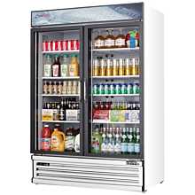 Everest EMSGR48 53" White Two Section Swing Glass Door Bottom Mounted Merchandisers Refrigerator, 50 Cu. Ft.