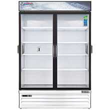 Everest EMSGR48C 53" White Two Section Swing Glass Door Bottom Mounted Merchandisers Refrigerator, 50 Cu. Ft.