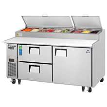 Everest EPPR2-D2 71" Single Door, Two Drawer Pizza Prep Table Refrigerator