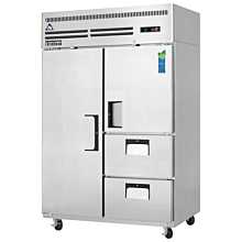 Everest ESR2D2 50" Two Section Solid Swing Door and Drawer Combo Top Mounted Upright Reach-In Refrigerator, 48 Cu. Ft.