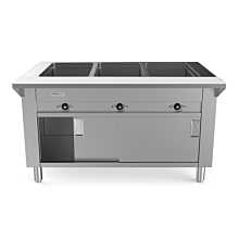 Prepline 48" Three Well Electric Hot Food Steam Table with Enclosed Base and Sliding Doors - 120V, 1500W