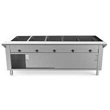 Prepline 74" Five Well Electric Hot Food Steam Table with Enclosed Base and Sliding Doors - 208/240V, 3700W