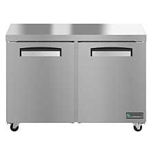 Hoshizaki EUF48A 48" Economy Series Two-Section Full Stainless Undercounter Freezer with 2 Solid Hinged Doors - 12 Cu. Ft.
