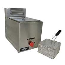 Ampto F1BGVE 11" Metal Supreme Gas Countertop Fryer with 1 Basket - 9 Liter Oil Well - 25000 BTU/hr