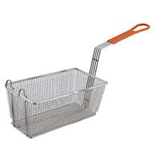 Winco FB-10 Stainless Steel Fry Basket with Orange Handle