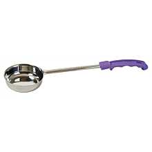 Winco FPS-2P 2 oz. Allergen Free Purple Handle One-Piece Solid Portion Spoon / Spoodle