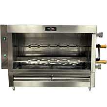 Ampto FRE2VE 46" Stainless Steel 2 Skewers Electric Chicken Rostisserie with Sliding Glass Doors