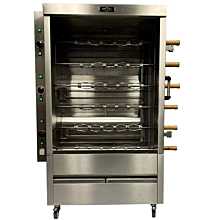Ampto FRE6VE 46" Stainless Steel 6 Skewers Electric Chicken Rostisserie with Sliding Glass Doors