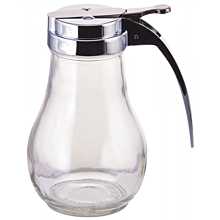 Winco G-116 14 oz. Glass Syrup Dispenser with Chrome Plated Alloy Top
