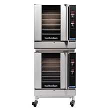 Moffat Turbofan G32D5/2C-NG 29" Natural Gas 10 Full Size Pan Digital Control Double Deck Convection Oven, Stacking Kit with Casters - 66,000 BTU