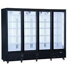 Coldline G4-B 94" Four Glass Door Merchandiser Refrigerator with LED Lighting, Black