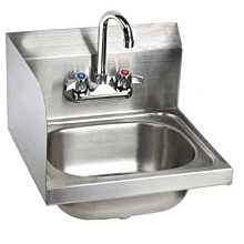 16" Stainless Steel Wall Hung Hand Sink with Faucet, LEFT SIDE SPLASH