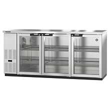 Hoshizaki BB80-G-S 80" Stainless Steel Back Bar Cooler with 3 Locking Swinging Glass Doors - 27 Cu. Ft.
