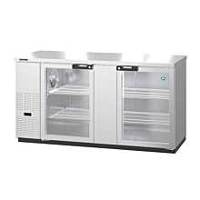 Hoshizaki BB69-G-S 69" Stainless Steel Back Bar Cooler with 2 Locking Swinging Glass Doors - 22 Cu. Ft.