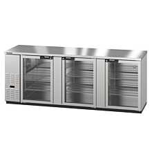 Hoshizaki BB95-G-S 95" Stainless Steel Back Bar Cooler with 3 Locking Swinging Glass Doors - 33 Cu. Ft.
