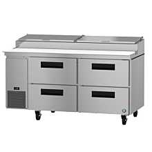 Hoshizaki PR67A-D4 67" Steelheart Series Two-Section Pizza Prep Table with 4 Drawers - 20 Cu. Ft.